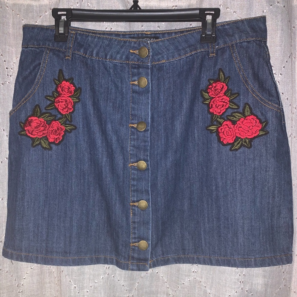 Forever21 Rose Denim Skirt
